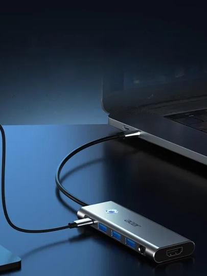 Acer HY41-T9 USB-C ko‘p portli HUB — HDMI, RJ45, USB3.0, SD/TF, PD, Audio 3