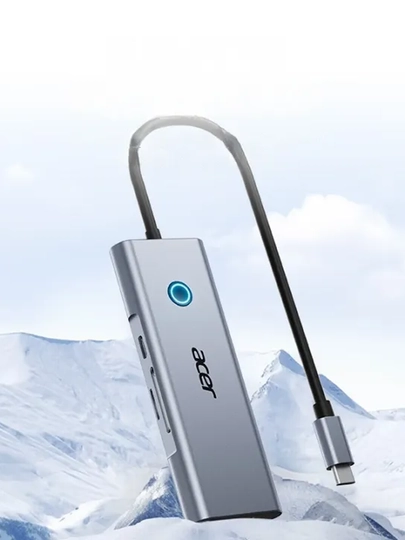 Acer HY41-T9 USB-C ko‘p portli HUB — HDMI, RJ45, USB3.0, SD/TF, PD, Audio 4