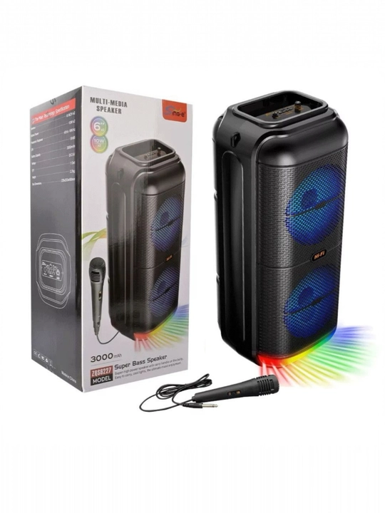 Portativ kolonka, simsiz bluetooth karaoke musiqasi, mikrofonli, pultli va RGB yorug'lik