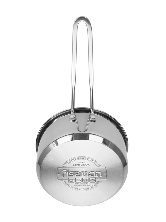 Ковш из нержавеющей стали с крышкой FISSMAN MINI COOK 0,6 / 0,9 л