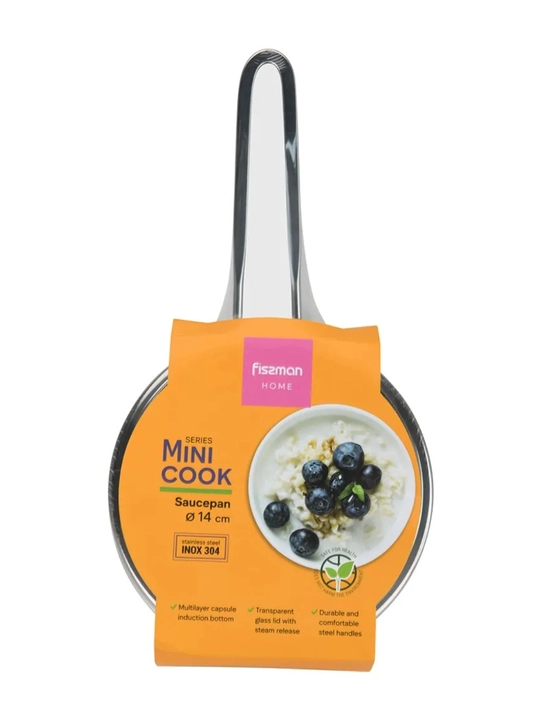 Ковш из нержавеющей стали с крышкой FISSMAN MINI COOK 0,6 / 0,9 л