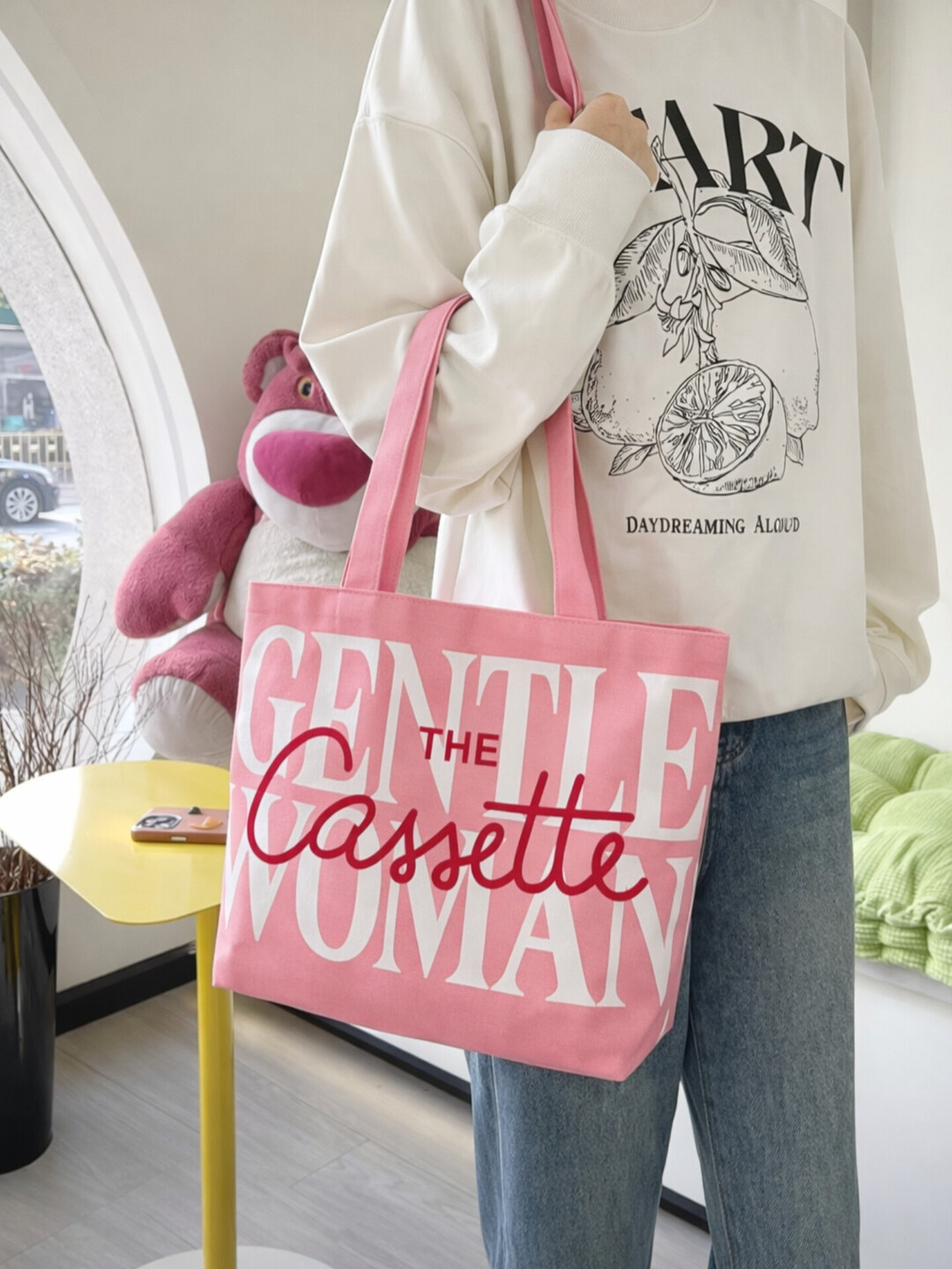 Ayollar uchun sig‘imli shopper, o‘qish uchun shopper, sumka-shopper, pushti shopper - 