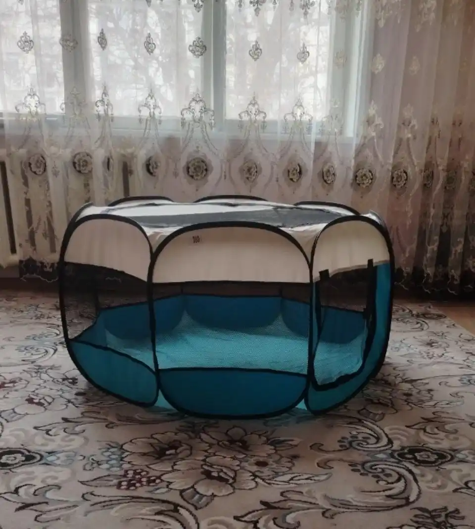 Складной вольер-манеж для собак и кошек. Тканевый переносной домик-тент с крышей для котят