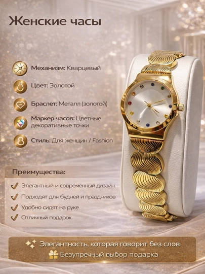 Женские часы, украшения для женщин, ювелирные изделия — FRESHOP-QOLSOAT01-ЗОЛОТ