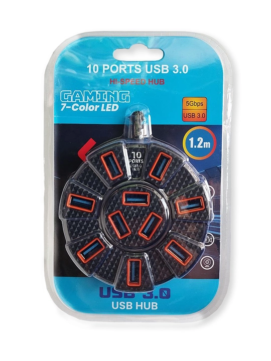 10 portli USB HUB 3.0, hub-konsentrator dumaloq, USB port
