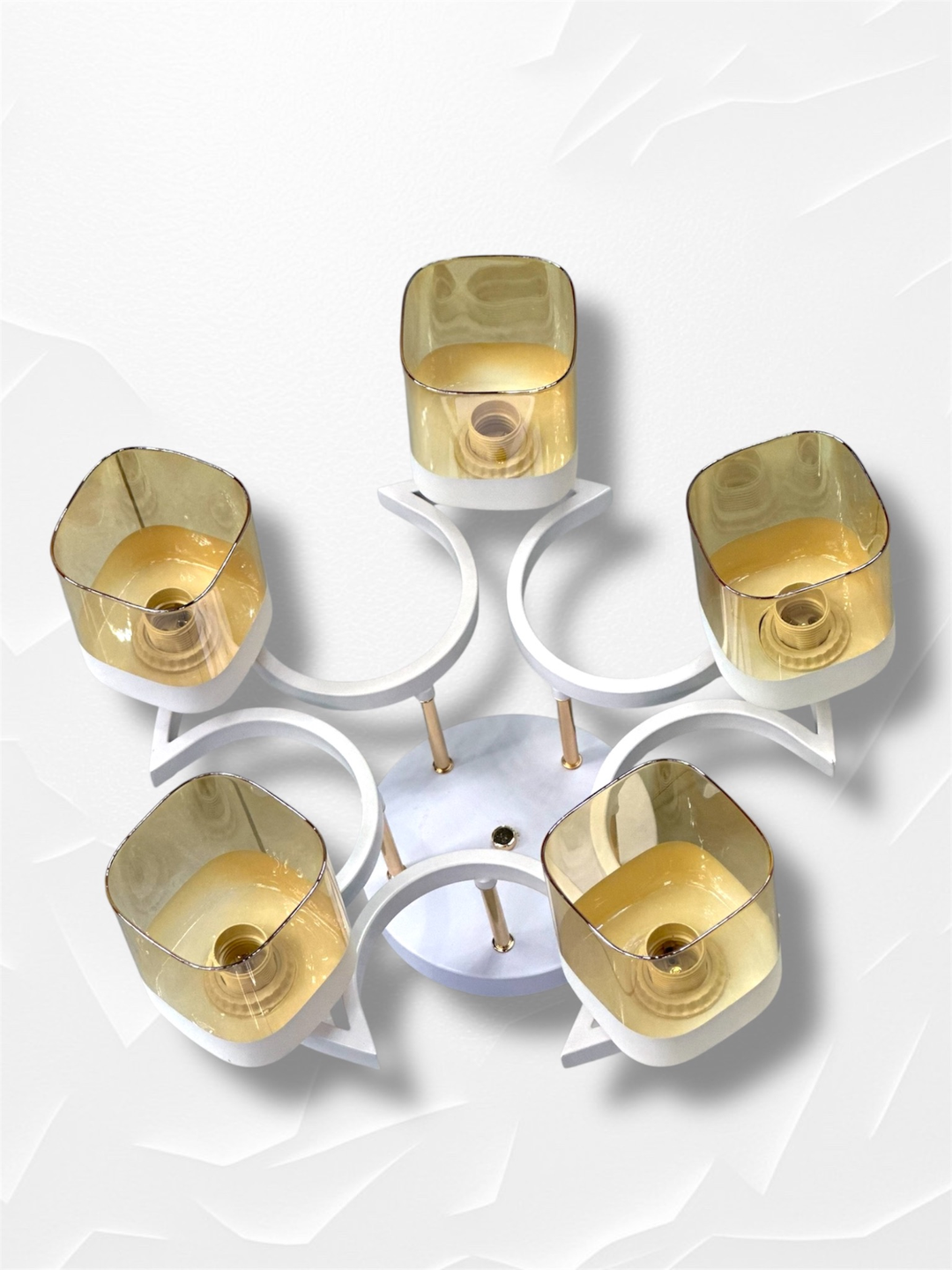Shift qandil E27 2/3/5 ta lampa, 25 m² gacha, metall karkas, shisha plafon