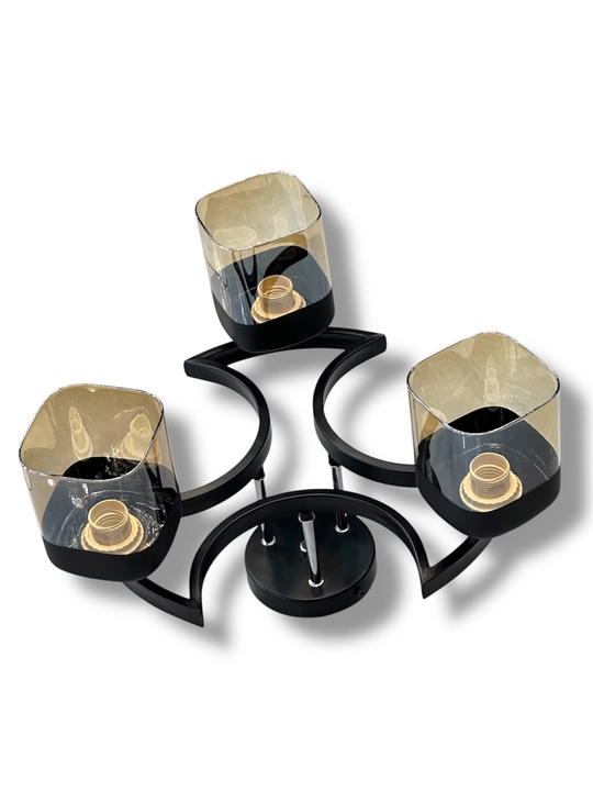Shift qandil E27 2/3/5 ta lampa, 25 m² gacha, metall karkas, shisha plafon