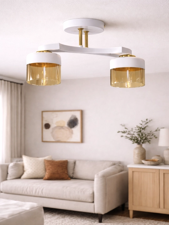 Shift qandil E27 2/3/5 ta lampa, 25 m² gacha, metall karkas, shisha plafon