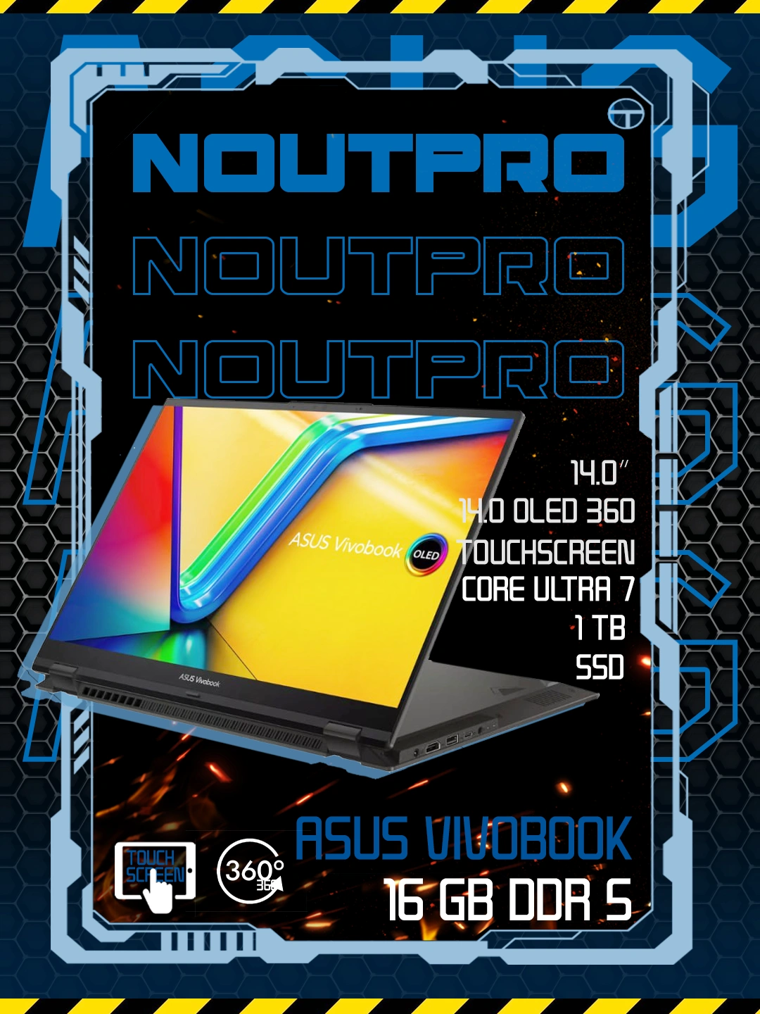 Ноутбук Asus Vivobook,Intel Core ULTRA 7 256V,16 GB DDR5,1TB SSD,14.0 OLED 360 Touchscreen за 10999900 сум со скидкой 45%. Uzum Market