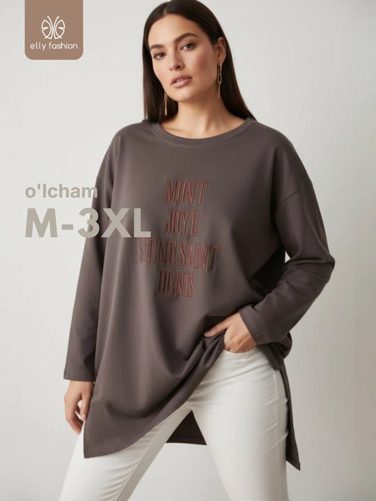 ELLY FASHION ayollar oversize longslivi, uzun yengli tunika - 