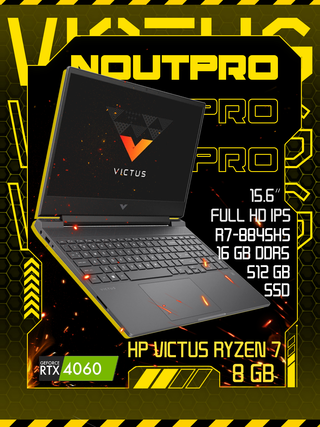 Ноутбук HP Victus Ryzen 7 8845HS DDR5 16/512 SSD RTX 4060 8GB 15.6FH.D IPS 144HZ за 12499900 сум со скидкой 38%. Uzum Market