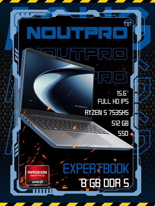 Ноутбук Asus Expertbook Ryzen 5 7535HS 15.6 FHD IPS RAM8GB DDR5 /512GB SSD - 