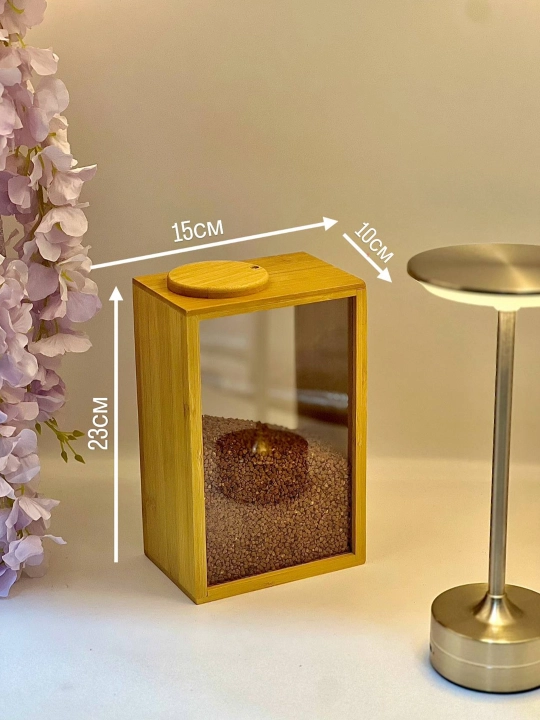 Контейнер для сыпучих продуктов акриловый с бамбуковой крышкой 1.5 л — банка для круп