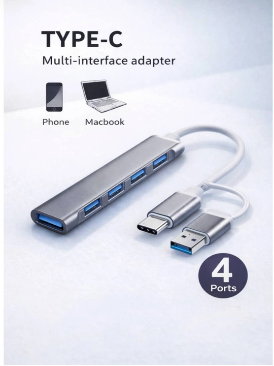 4 portli USB HUB 3.0 Type-C, hab-markazi, USB port