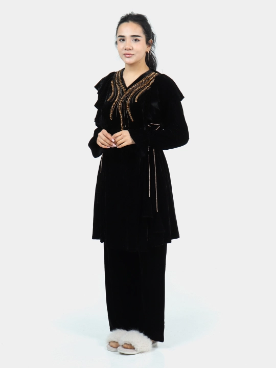 Женский комплект одежды, платье из натурального бархата, стандарт 44-52