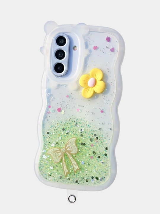 Samsung A06, A56 uchun 3D gulli silikon g‘ilof, tasmali dekorativ dizayn