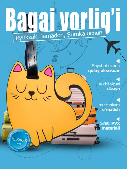 Bagaj yorlig‘i - chamadon uchun silikon brelok - 