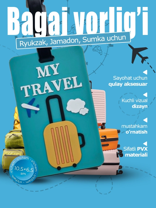 Bagaj yorlig‘i - chamadon uchun silikon brelok - 