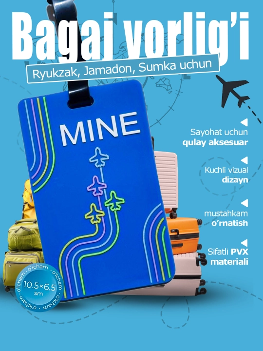 Bagaj yorlig‘i - chamadon uchun silikon brelok - 
