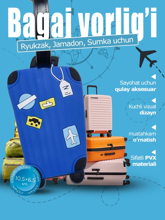 Bagaj yorlig‘i - chamadon uchun silikon brelok
