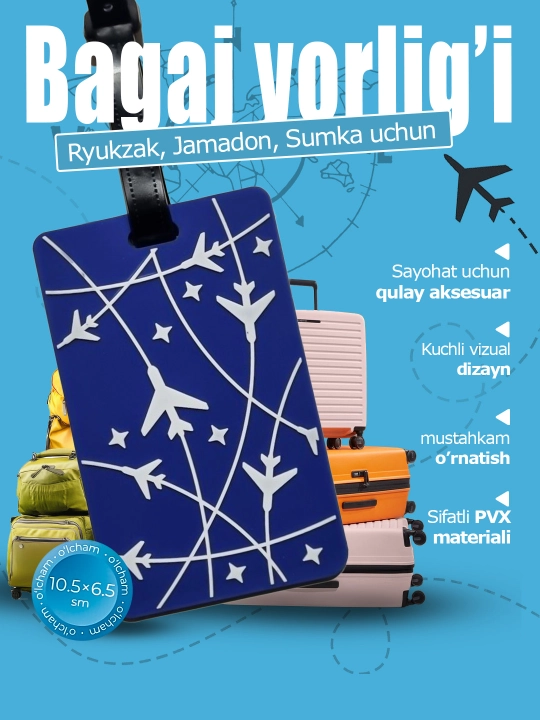 Bagaj yorlig‘i - chamadon uchun silikon brelok - 