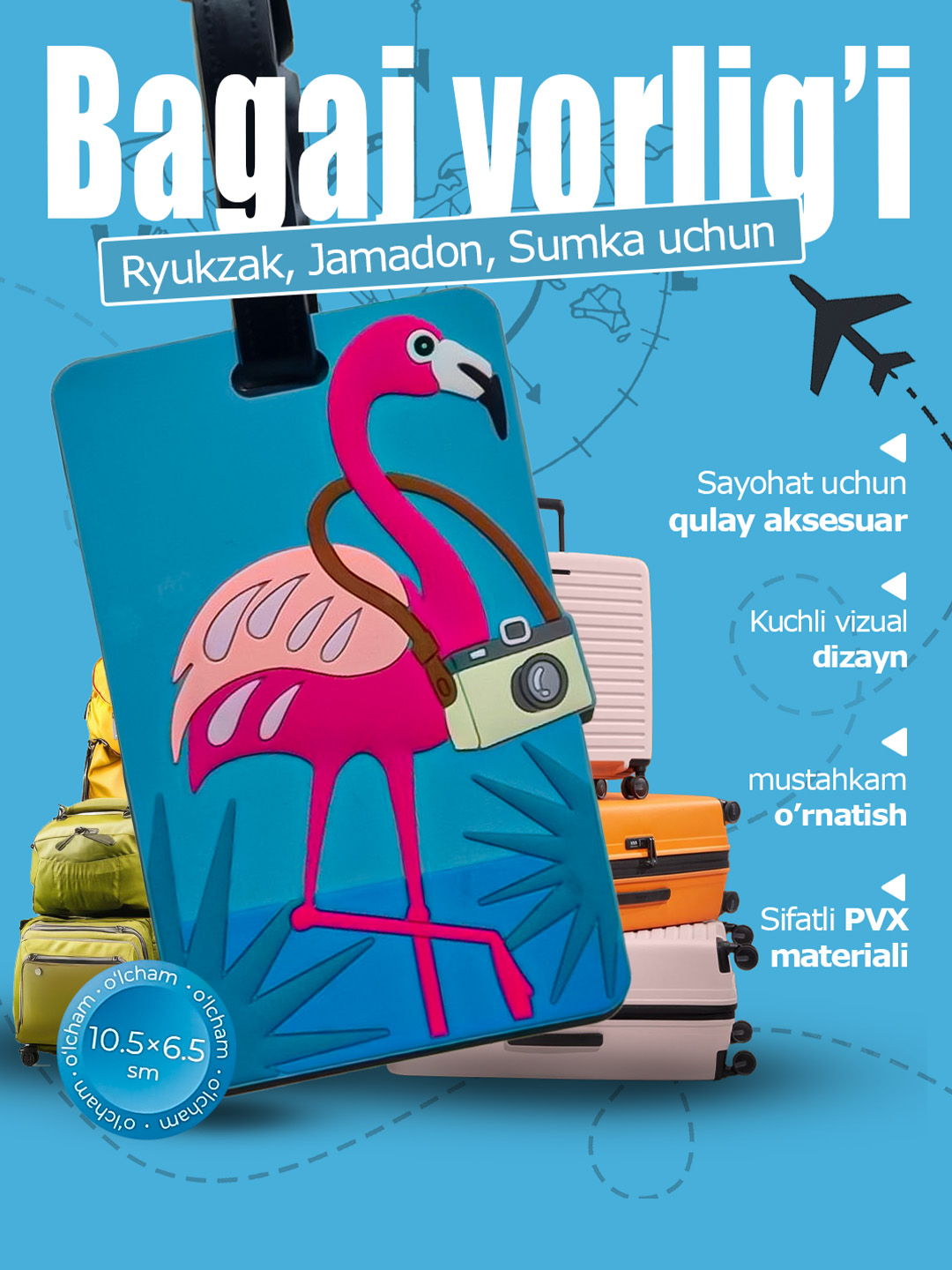 Bagaj yorlig‘i - chamadon uchun silikon brelok