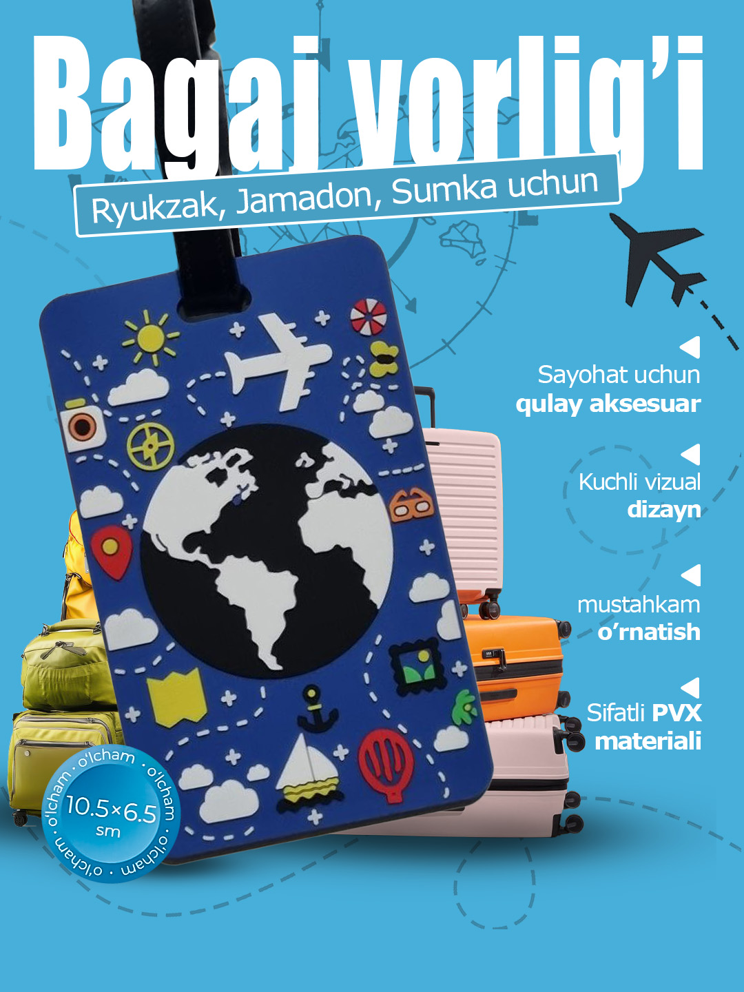 Bagaj yorlig‘i - chamadon uchun silikon brelok - 