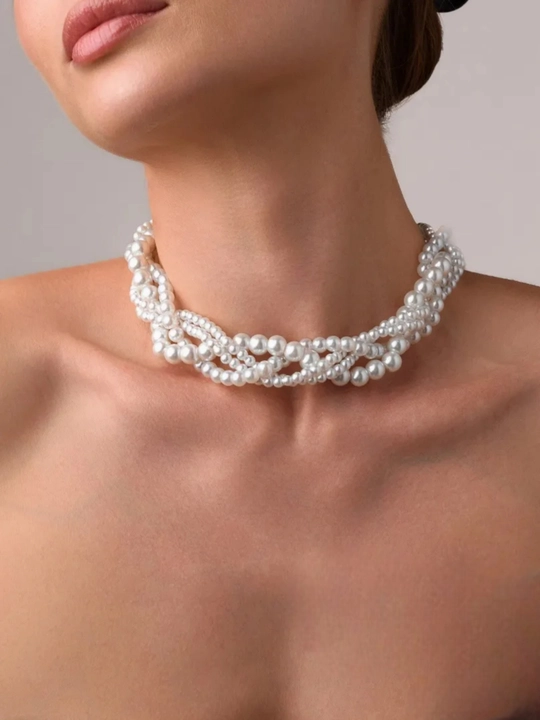 Choker marvarid, ayollar va qizlar uchun marjon, sun’iy marvariddan marjon