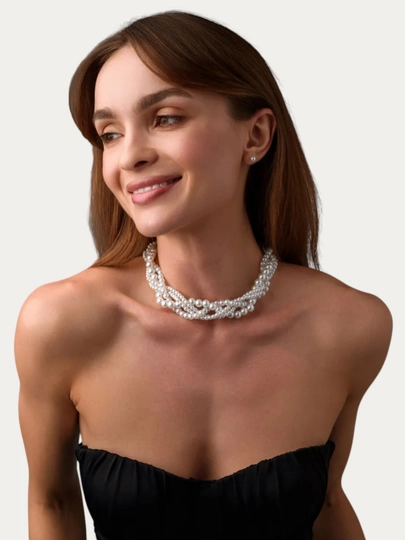 Choker marvarid, ayollar va qizlar uchun marjon, sun’iy marvariddan marjon