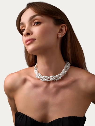 Choker marvarid, ayollar va qizlar uchun marjon, sun’iy marvariddan marjon