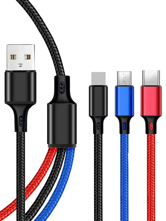 LDNIO tezkor quvvatlash kabeli, 3 tasi 1 da (Lightning / Type-C / Micro) - 3,4 A, 1,2 m