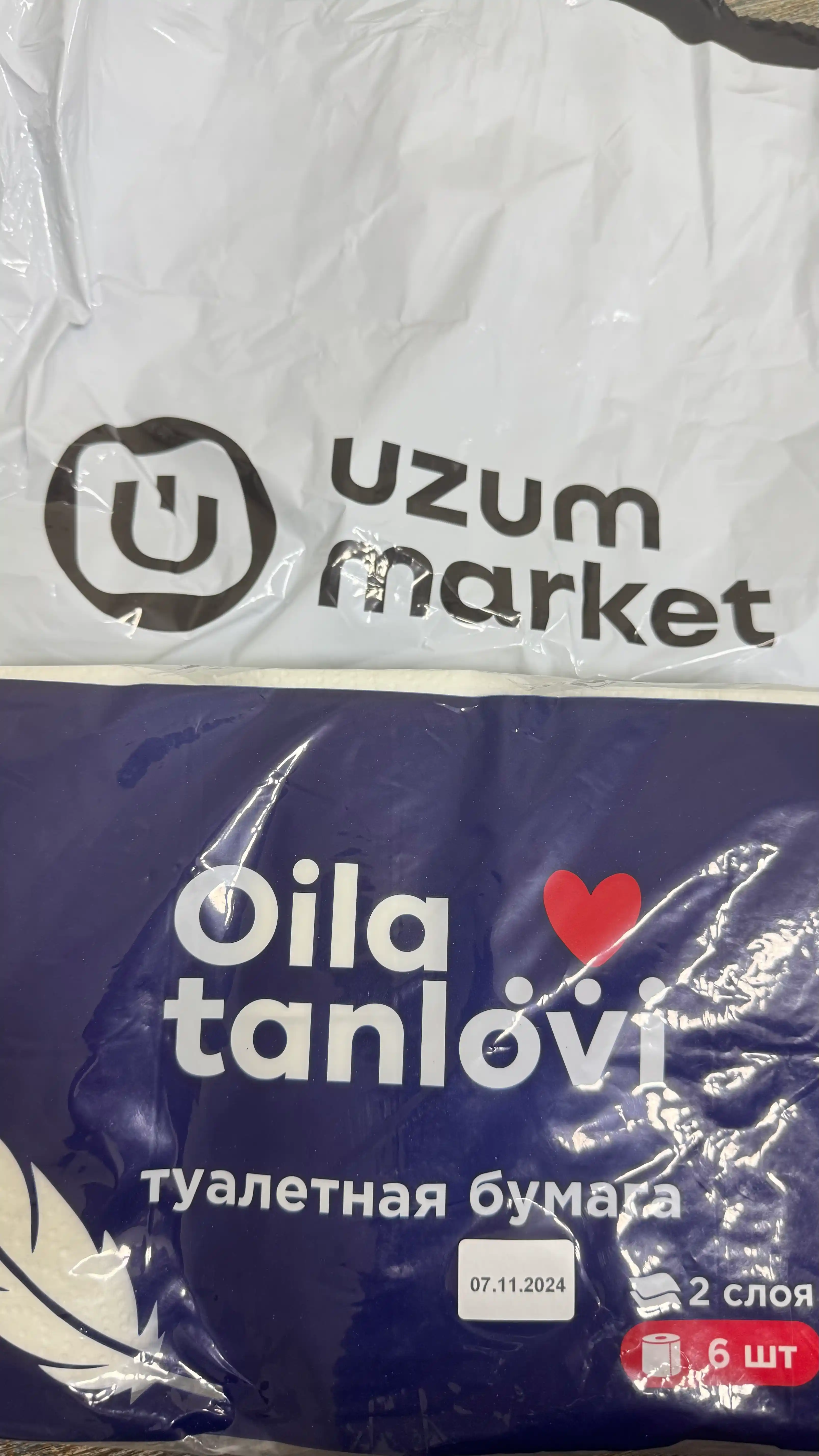 Туалетная бумага Oila tanlovi, 2 слоя, 6 шт
