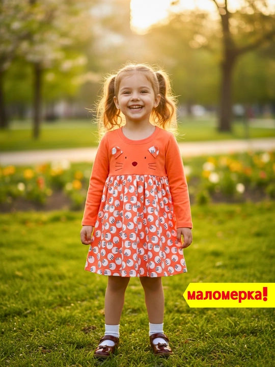 Платье детское с длинным рукавом, весна и осень, хлопок 100%