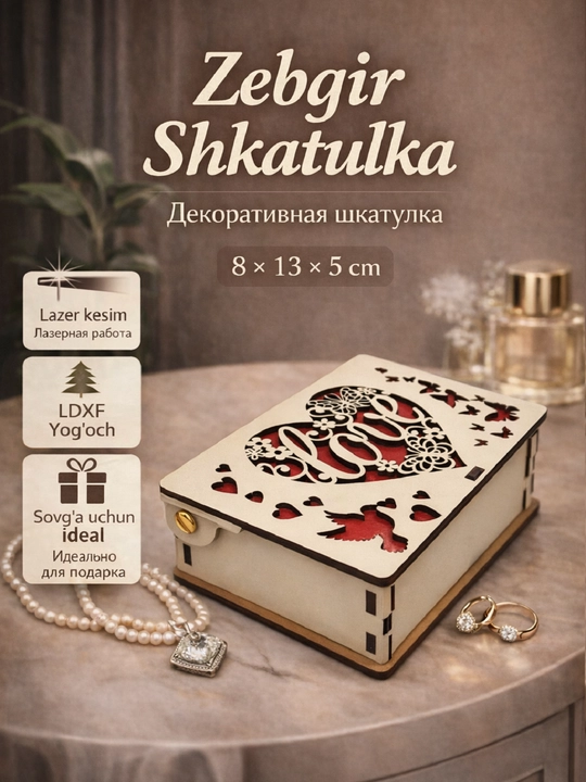 Шкатулка LOVE из ЛХДФ с крышкой и фиксатором, декоративная, для подарка - 