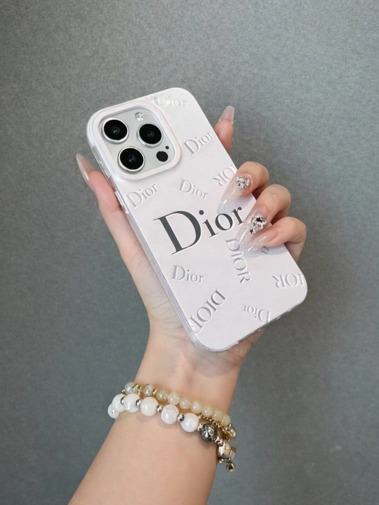Чехол Dior для iPhone, Чехол с логотипом Dior, Белый чехол Dior, Силиконовый чехол Dior