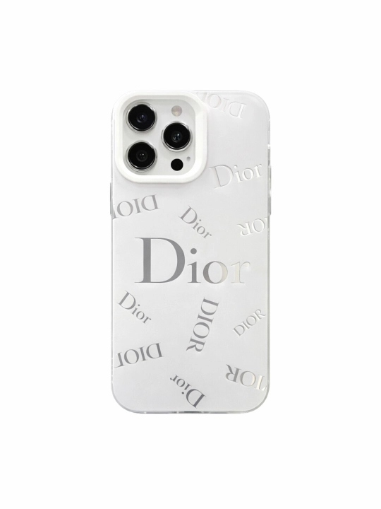 Чехол Dior для iPhone, Чехол с логотипом Dior, Белый чехол Dior, Силиконовый чехол Dior