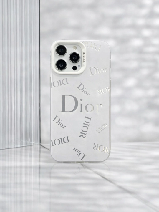 Чехол Dior для iPhone, Чехол с логотипом Dior, Белый чехол Dior, Силиконовый чехол Dior