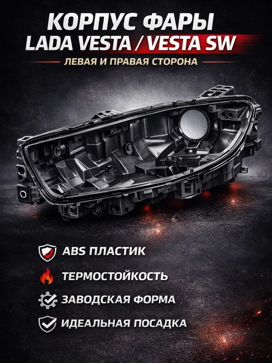 Корпус передней фар Lada Vesta, Vesta корпус фары перед, Корпус фары Веста, Авто запчаст лада