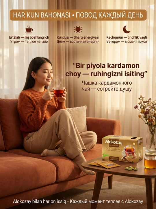 Xushbo‘y ta'mli choy ALOKOZAY, 25 ta folgali paket (2g dan)