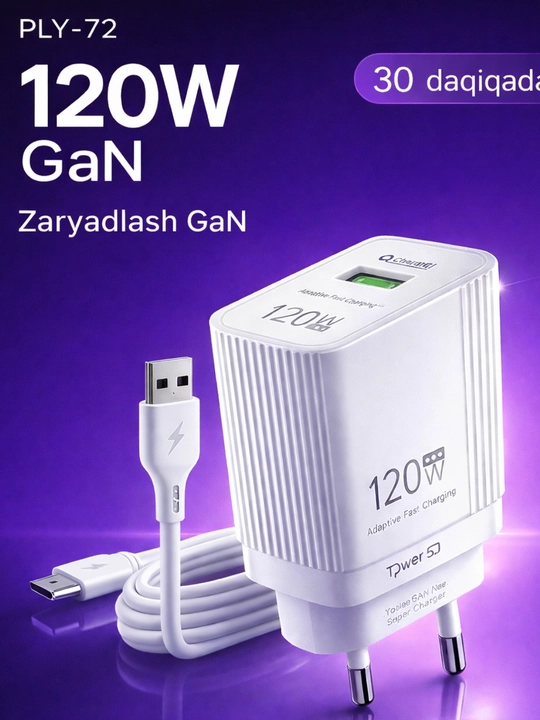 Сетевое зарядное устройство 120W GaN PLY-72 / PLY-72A Type-C или Micro USB 