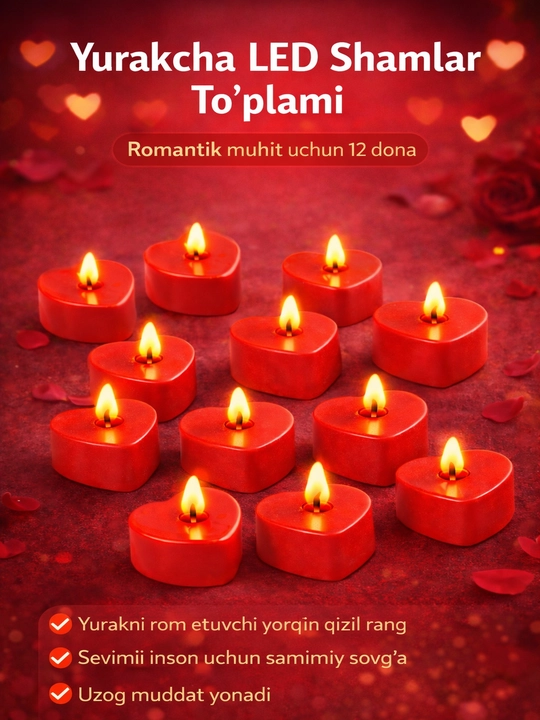 LED shamlar batareyali dekorativ real alanga effekti xavfsiz - 