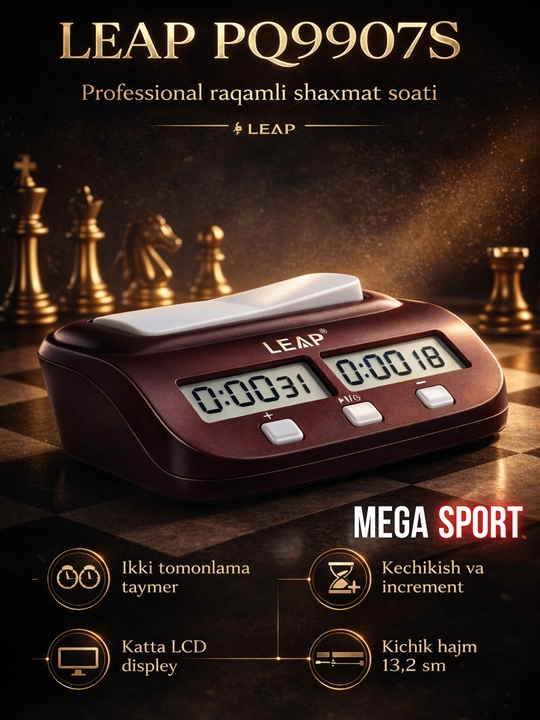 LEAP PQ9907S Professional raqamli shaxmat soati, ikki tomonlama taymer - 