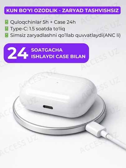 Simsiz quloqchinlar Pods Pro 2, Bluetooth, shovqinni pasaytiruvchi naushnik, mikrofonli 7