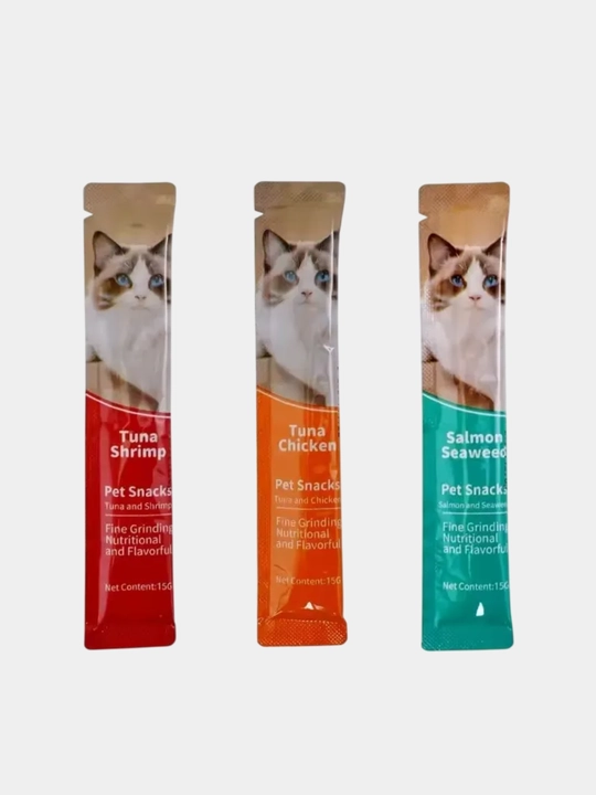 Mushuk va mushukchalar uchun shirinlik, 3 xil ta’m, 45x15g - 