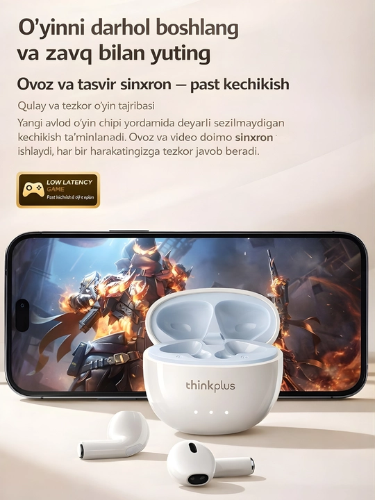 Lenovo ThinkPlus simsiz quloqchinlari — kuchli ovoz, qulay dizayn va uzoq ishlash vaqti
