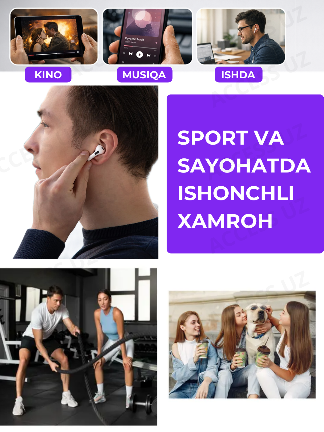 Simsiz quloqchinlar Pods 4 Air, Bluetooth, shovqinni pasaytiruvchi naushnik, mikrofonli