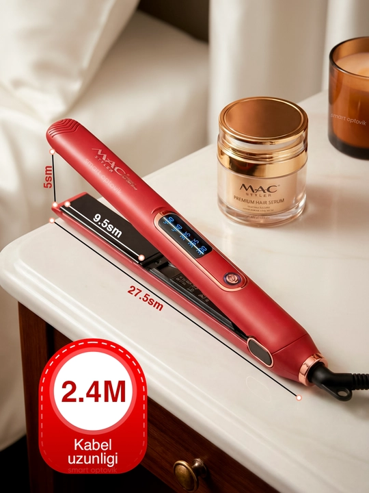 Soch dazmoli MAC Styler, professional soch tekislagich, titan plastinali, soch to‘g‘rilash