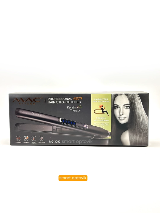 Soch dazmoli MAC Styler, professional soch tekislagich, titan plastinali, soch to‘g‘rilash