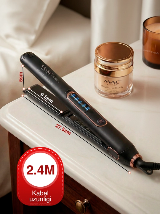 Soch dazmoli MAC Styler, professional soch tekislagich, titan plastinali, soch to‘g‘rilash