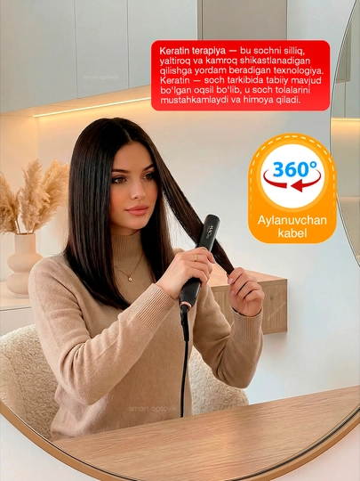 Soch dazmoli MAC Styler, professional soch tekislagich, titan plastinali, soch to‘g‘rilash